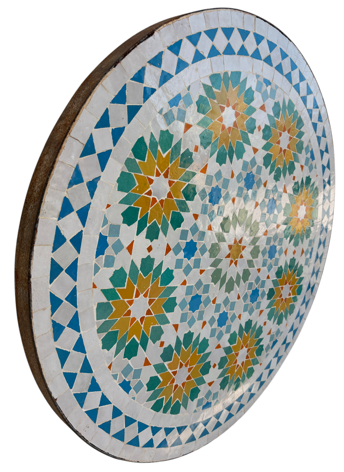 24" Multi Ochre Zellige Mosaic Table Top