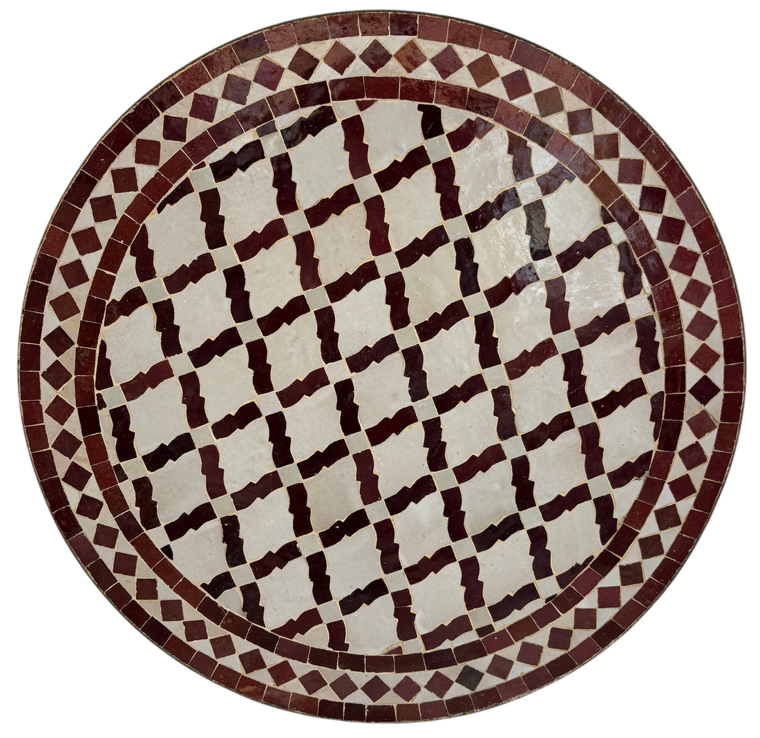 24" Multi Oxblood Zellige Mosaic Table Top