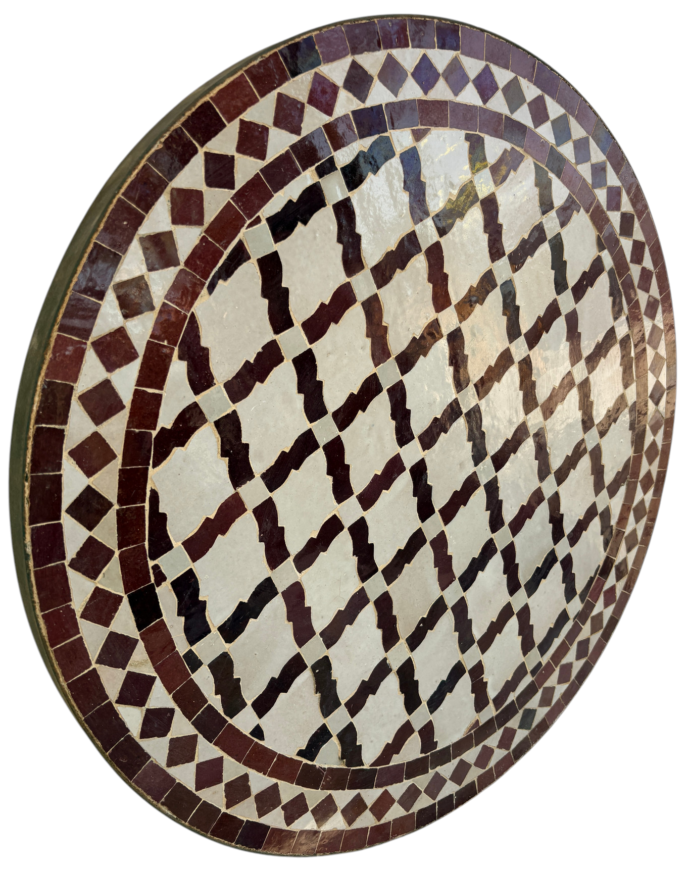 24" Multi Oxblood Zellige Mosaic Table Top