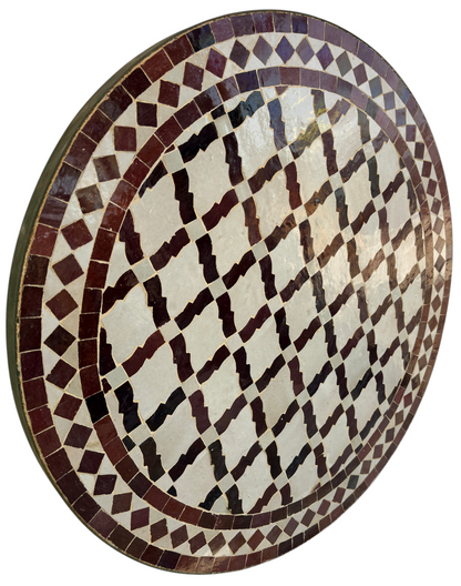 24" Multi Oxblood Zellige Mosaic Table Top