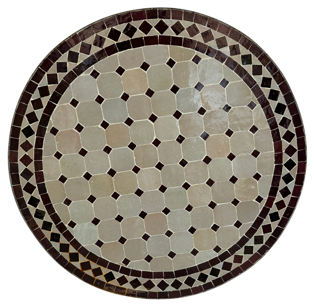 24" Multi Chocolate Zellige Mosaic Table Top