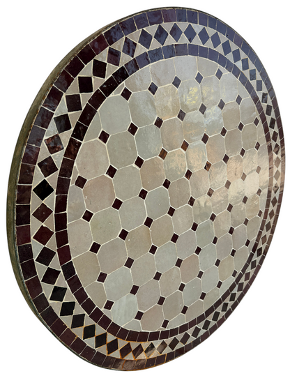 24" Multi Chocolate Zellige Mosaic Table Top