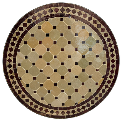 24" Multi Chocolate Zellige Mosaic Table Top