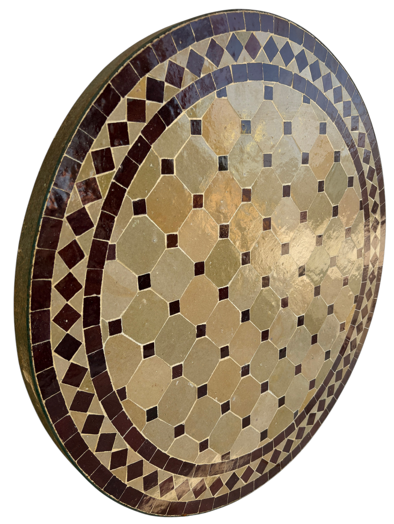 24" Multi Chocolate Zellige Mosaic Table Top