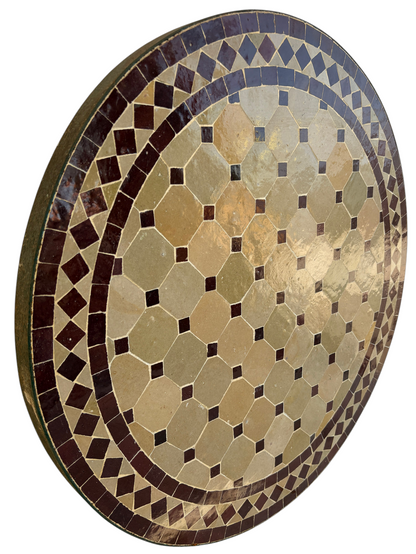 24" Multi Chocolate Zellige Mosaic Table Top