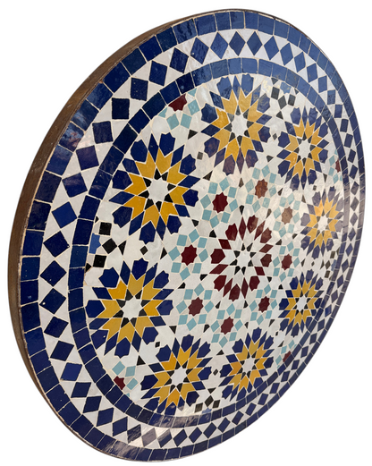 24" Multi Bleu Zellige Mosaic Table Top