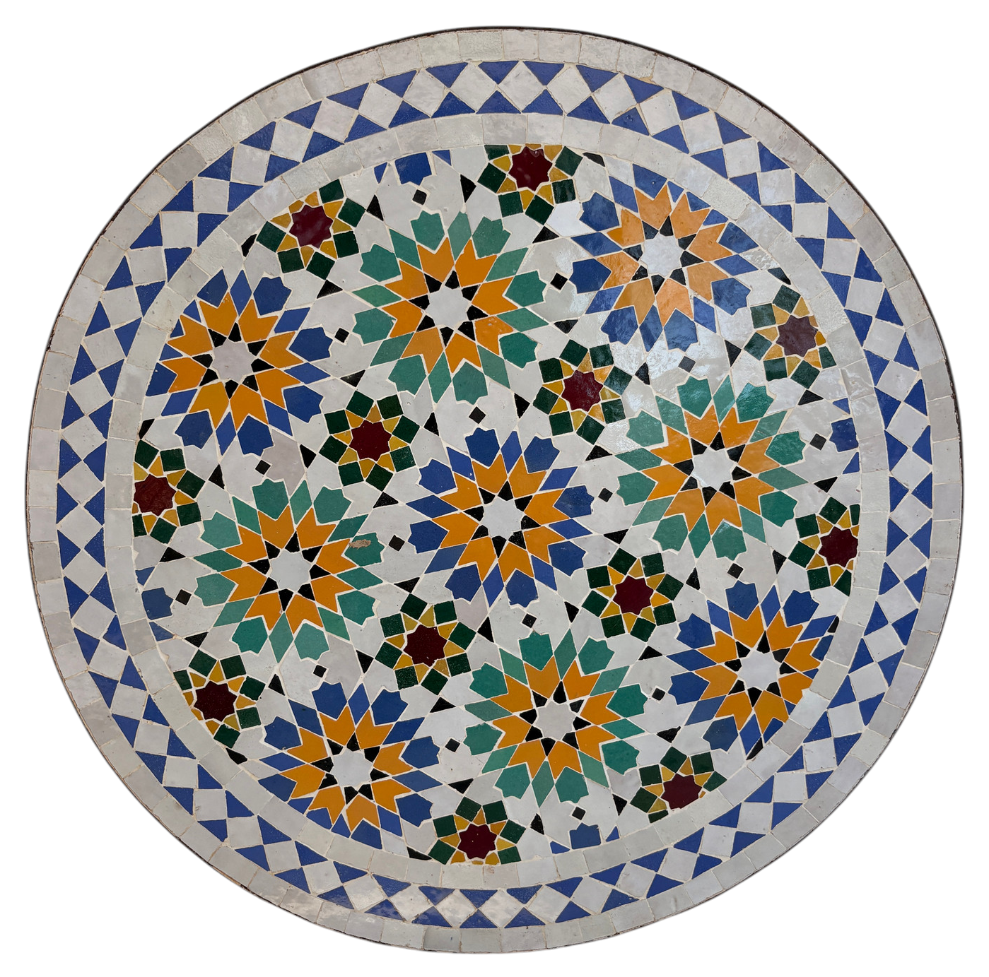 24" Multi Ochre Zellige Mosaic Table Top
