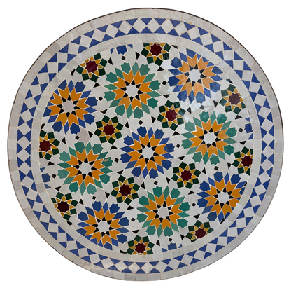 24" Multi Ochre Zellige Mosaic Table Top
