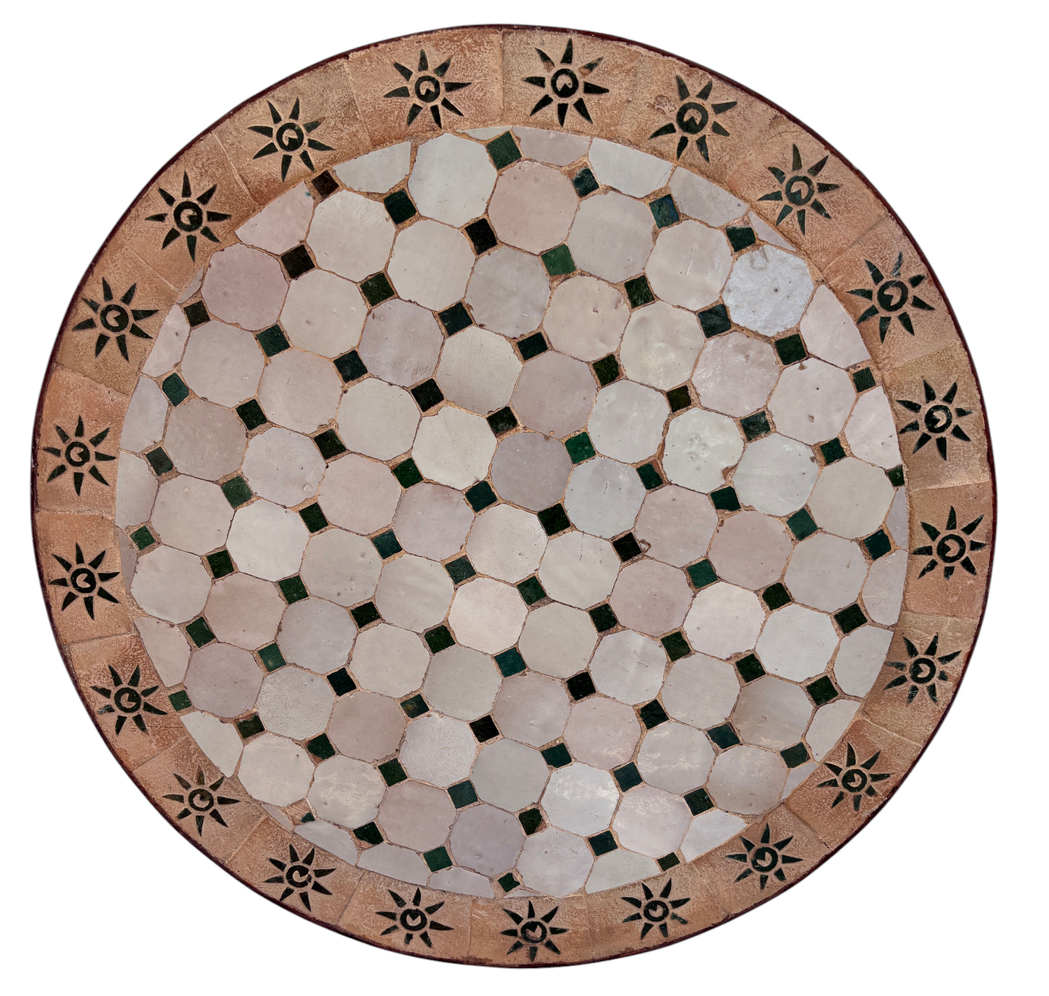 24" Multi Beige Zellige Mosaic Table Top