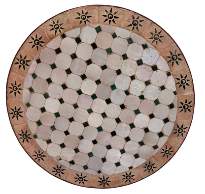 24" Multi Beige Zellige Mosaic Table Top