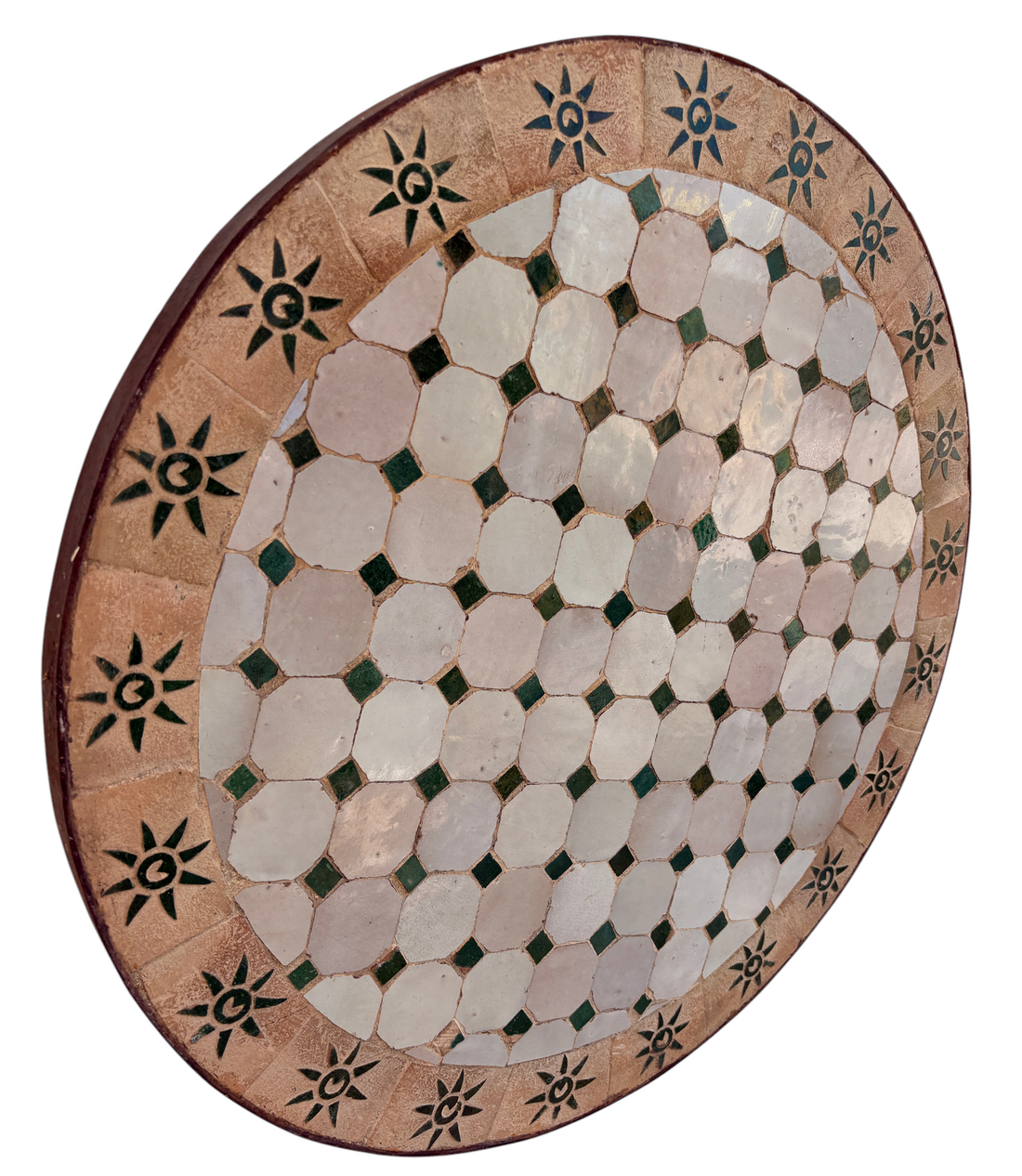 24" Multi Beige Zellige Mosaic Table Top