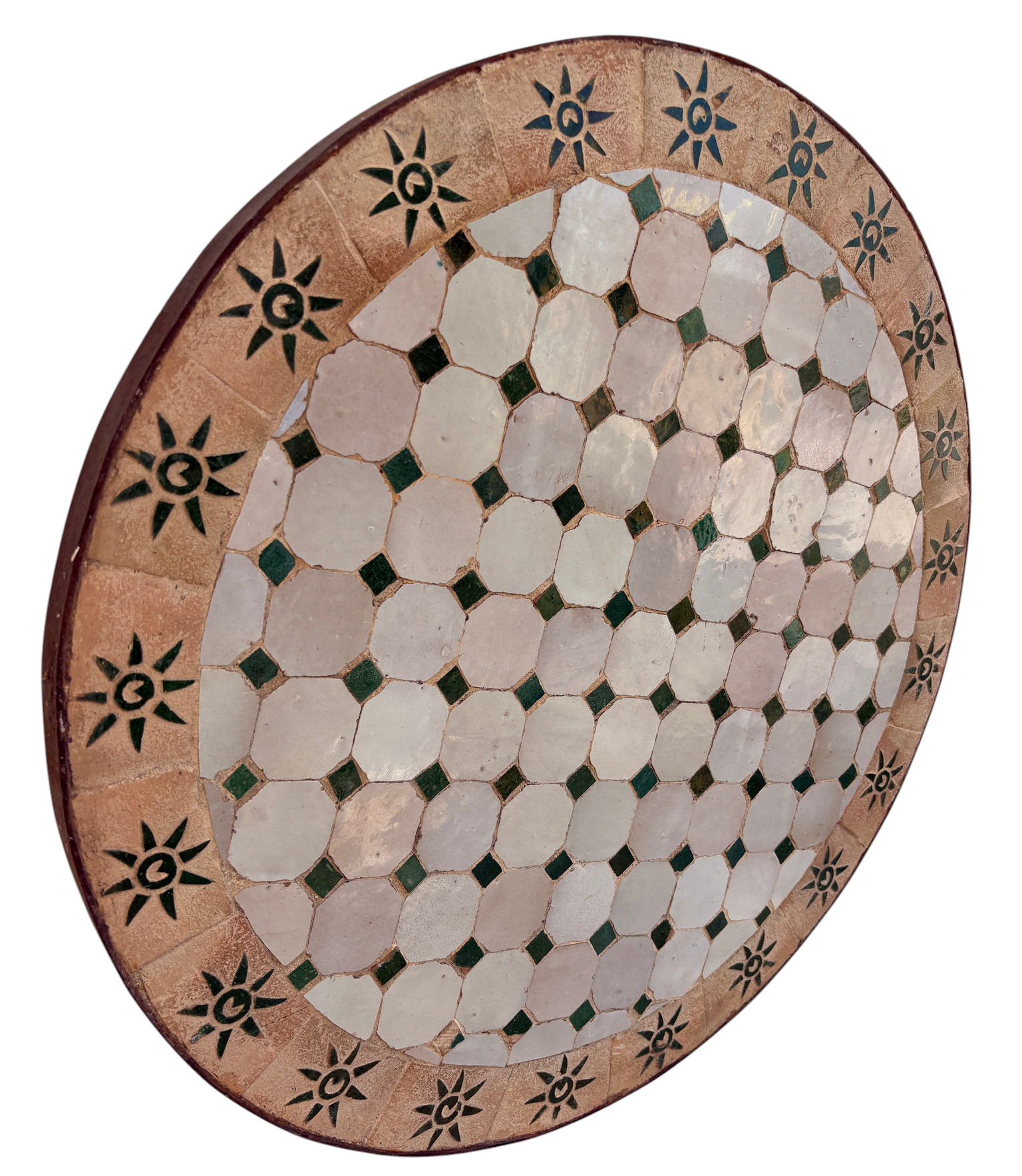 24" Multi Beige Zellige Mosaic Table Top