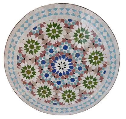 24" Multi Evergreen Zellige Mosaic Table Top