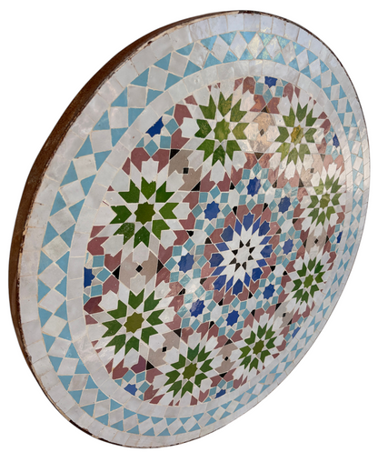 24" Multi Evergreen Zellige Mosaic Table Top