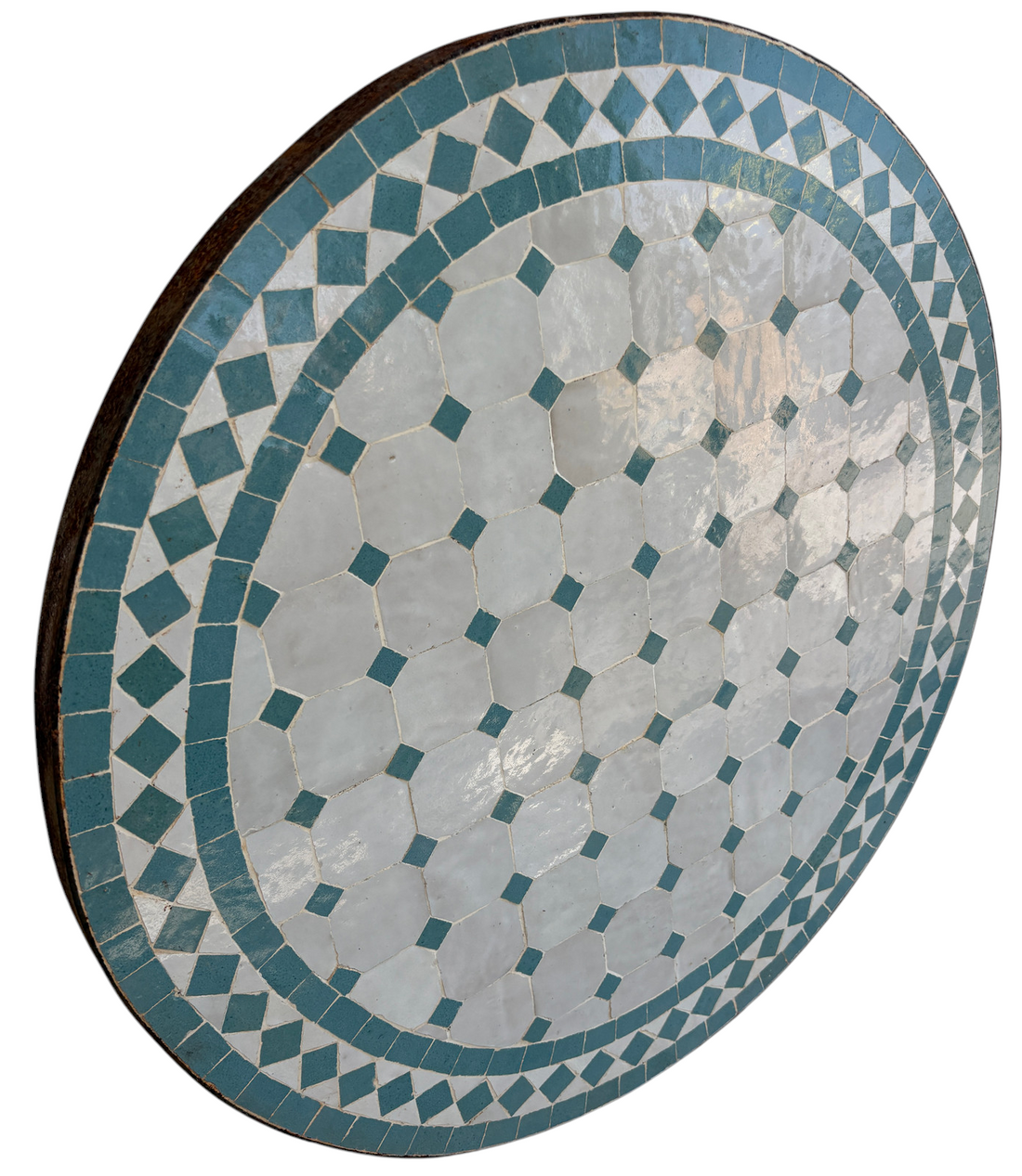 24" Multi Teal Zellige Mosaic Table Top