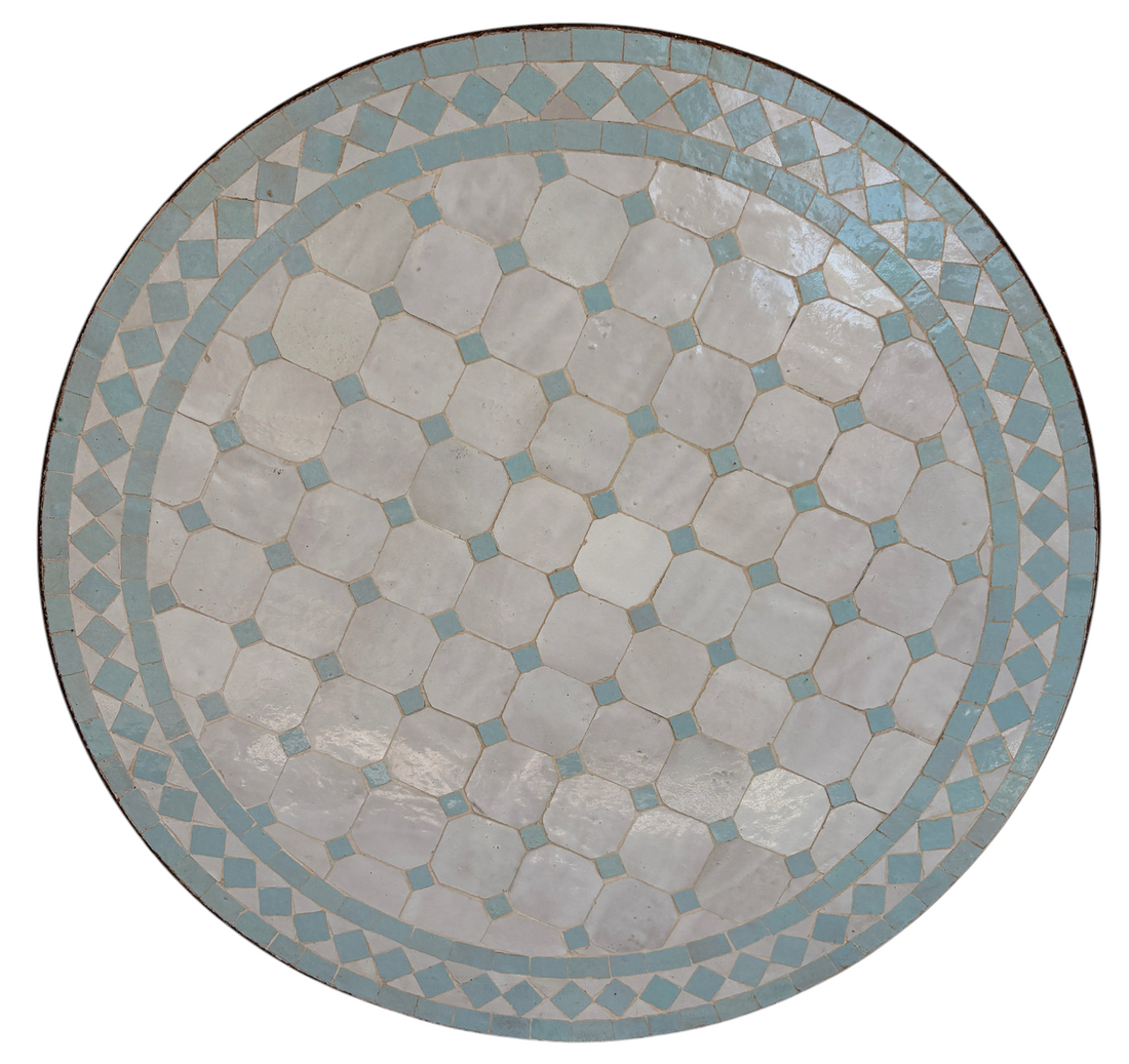 24" Multi Chambray Zellige Mosaic Table Top