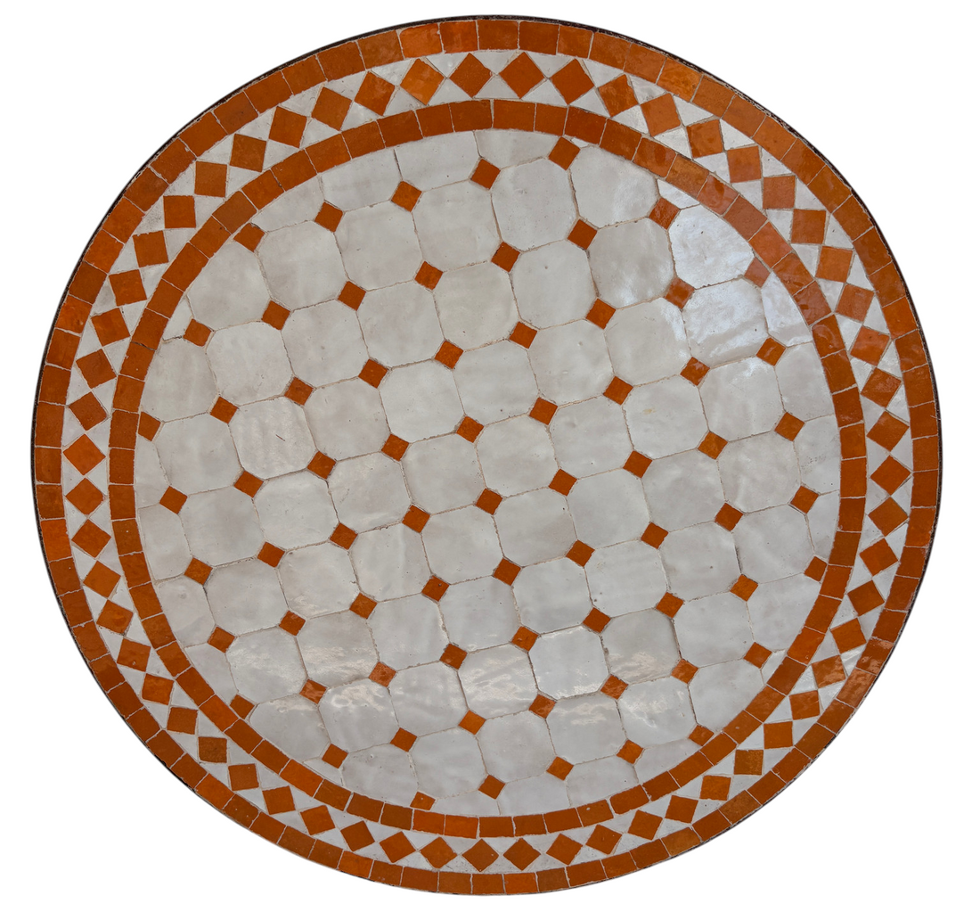 24" Multi Cayenne Zellige Mosaic Table Top