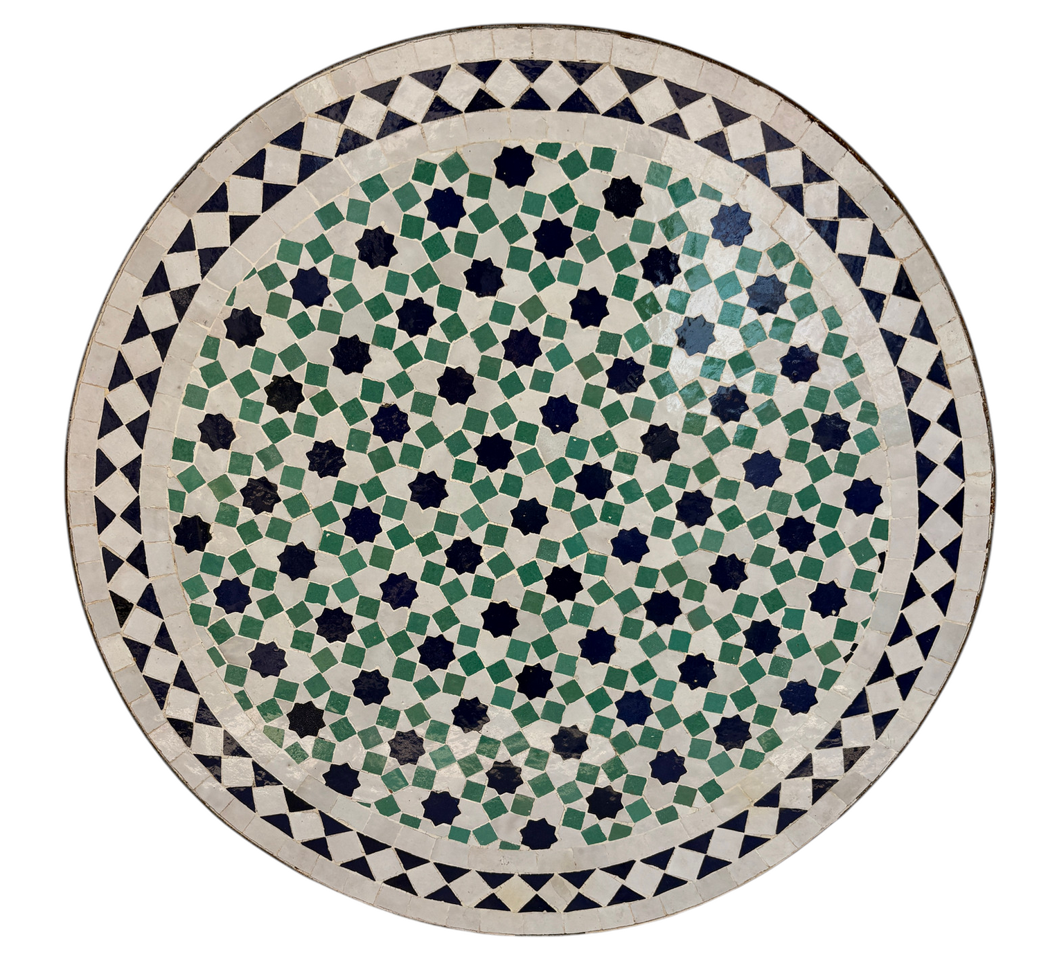 24" Multi Aqua Zellige Mosaic Table Top