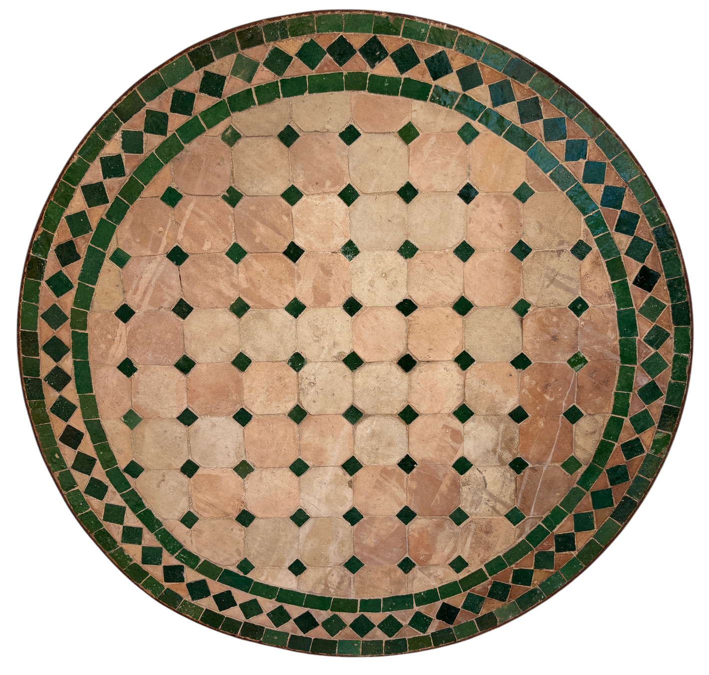 24" Multi Evergreen Zellige Mosaic Table Top