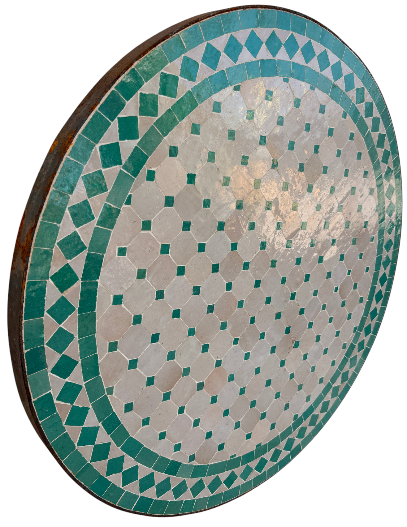 24" Multi Aqua Zellige Mosaic Table Top