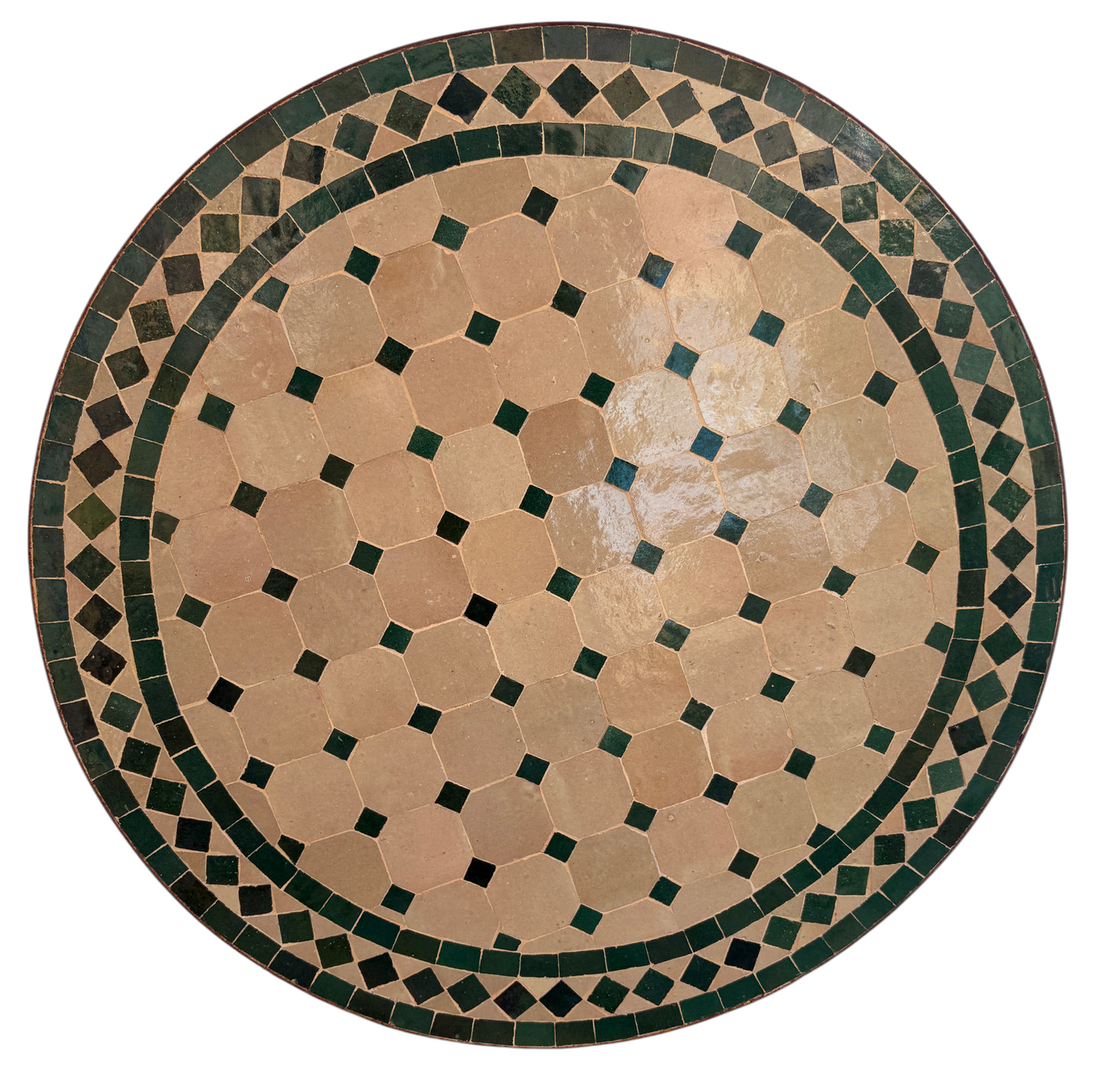 24" Multi Beige Zellige Mosaic Table Top