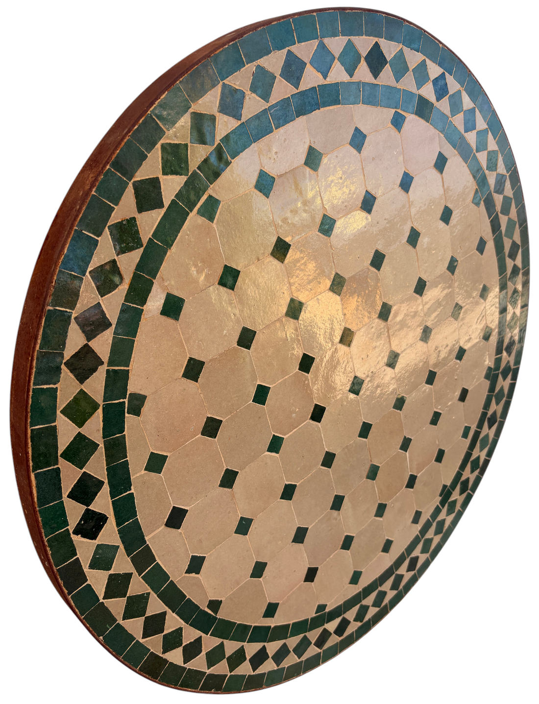 24" Multi Beige Zellige Mosaic Table Top