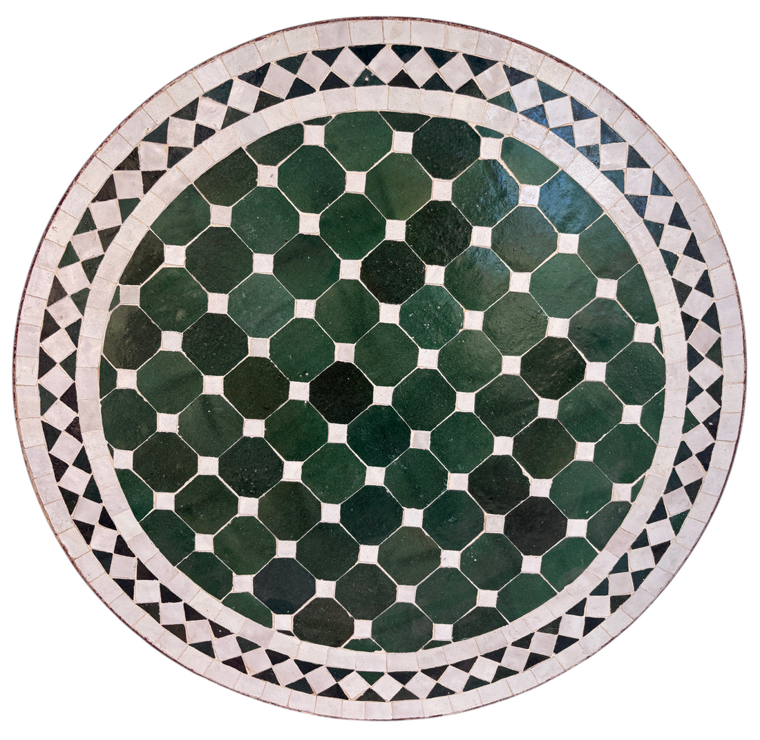 24" Multi Evergreen Zellige Mosaic Table Top