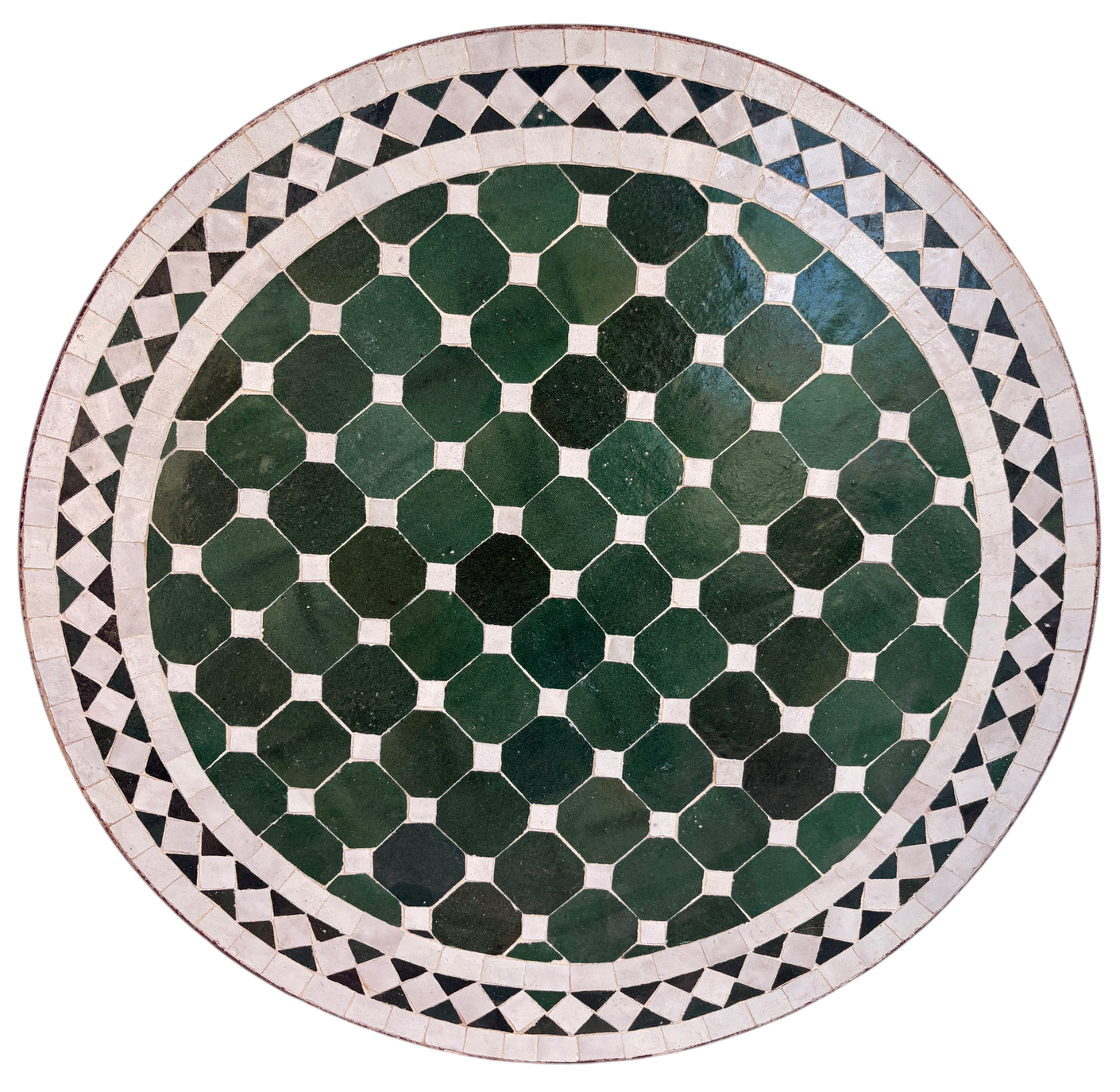 24" Multi Evergreen Zellige Mosaic Table Top