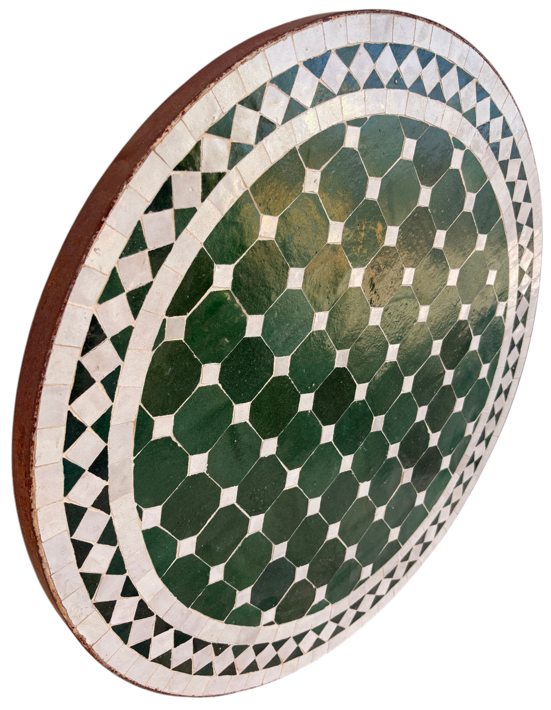 24" Multi Evergreen Zellige Mosaic Table Top