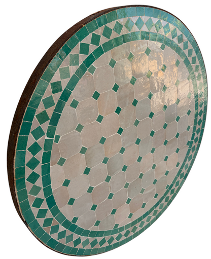 24" Multi Aqua Zellige Mosaic Table Top