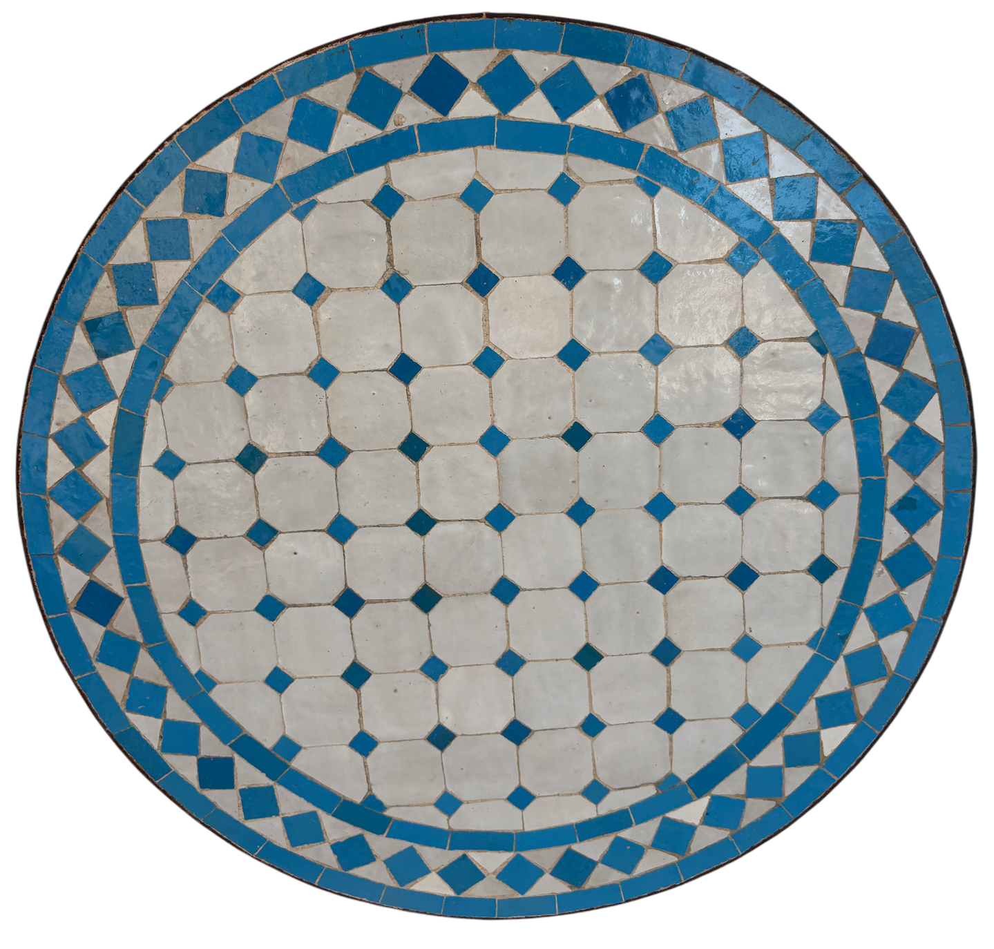 24" Multi Cerulean Zellige Mosaic Table Top