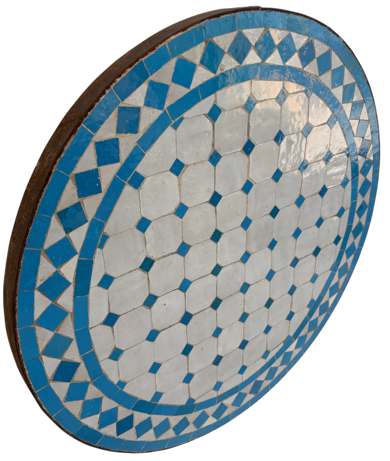 24" Multi Cerulean Zellige Mosaic Table Top