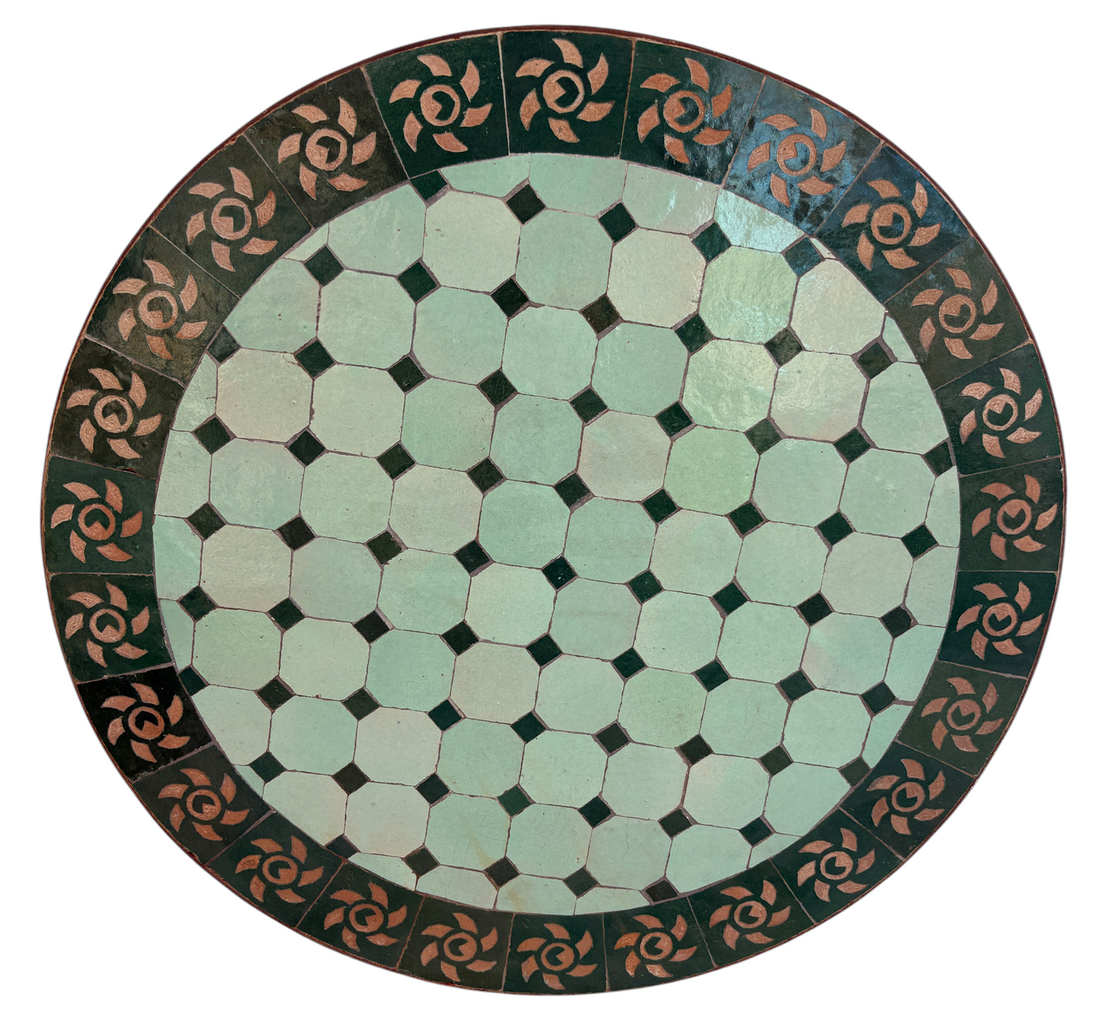24" Multi Pistachio Zellige Mosaic Table Top
