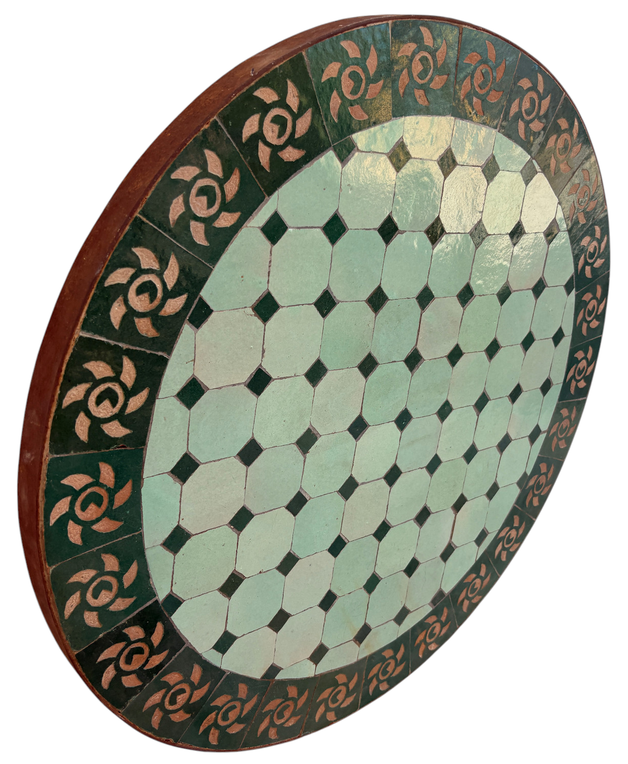 24" Multi Pistachio Zellige Mosaic Table Top