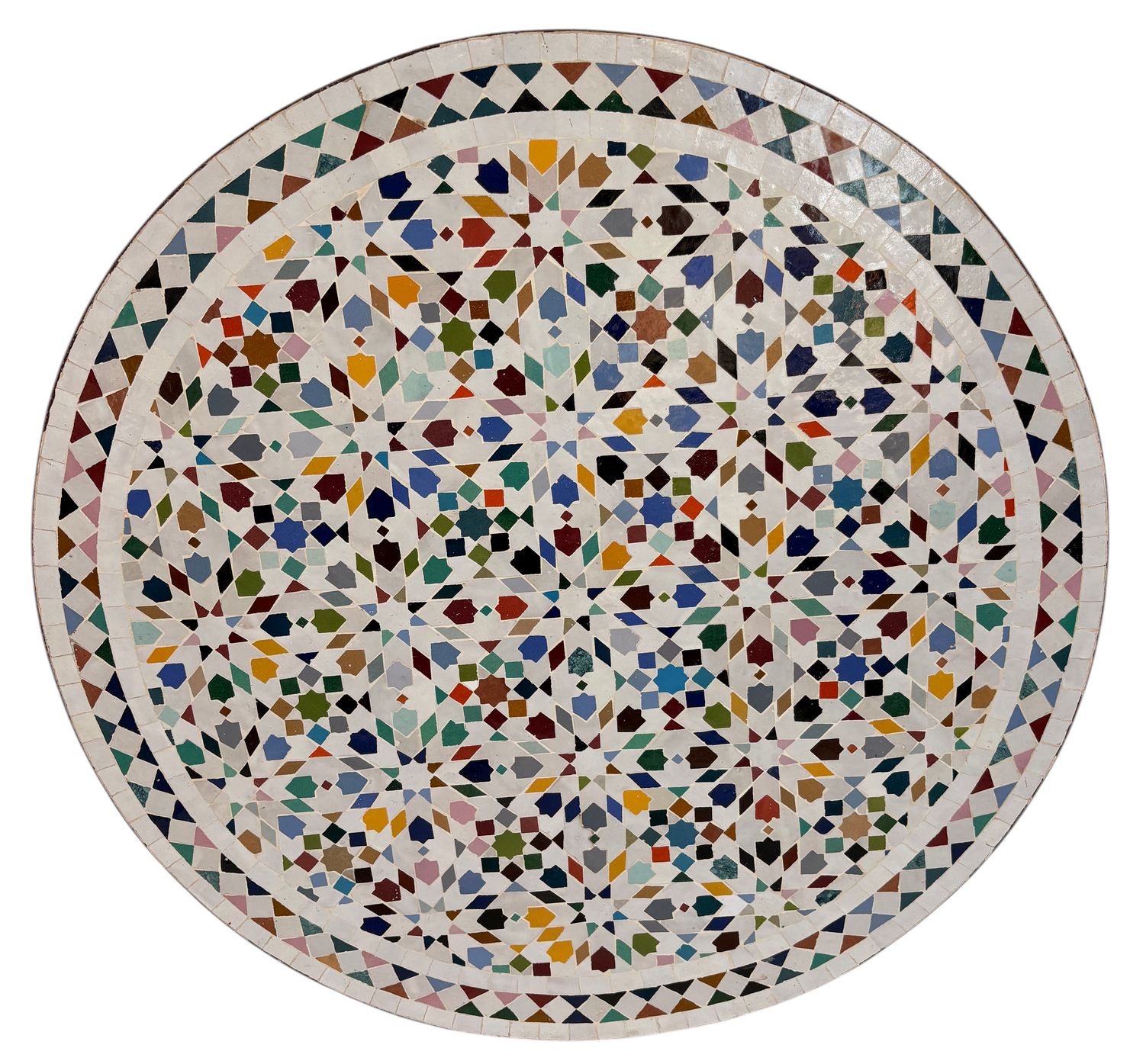 32" Multi Rouge Zellige Mosaic Table Top