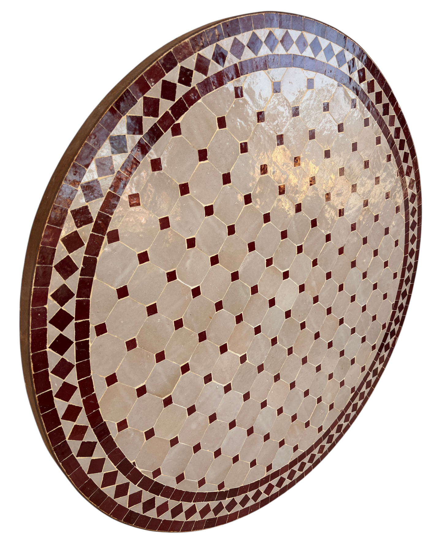 32" Multi Oxblood Zellige Mosaic Table Top
