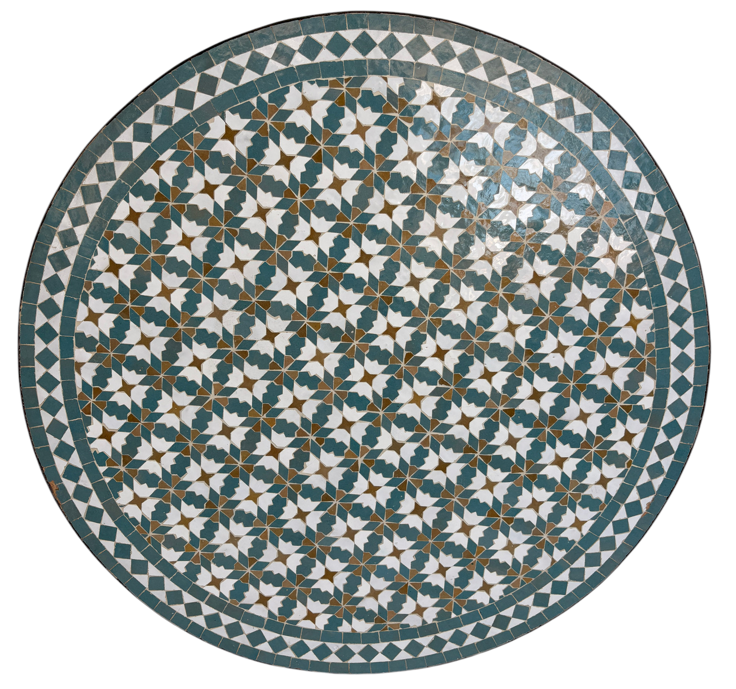 32" Multi Teal Zellige Mosaic Table Top