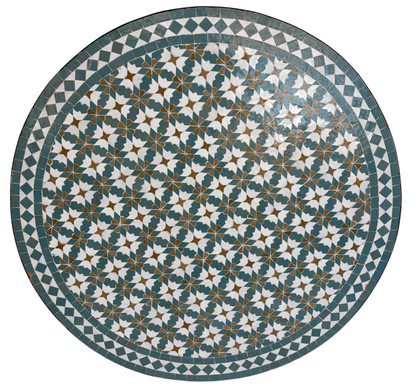32" Multi Teal Zellige Mosaic Table Top