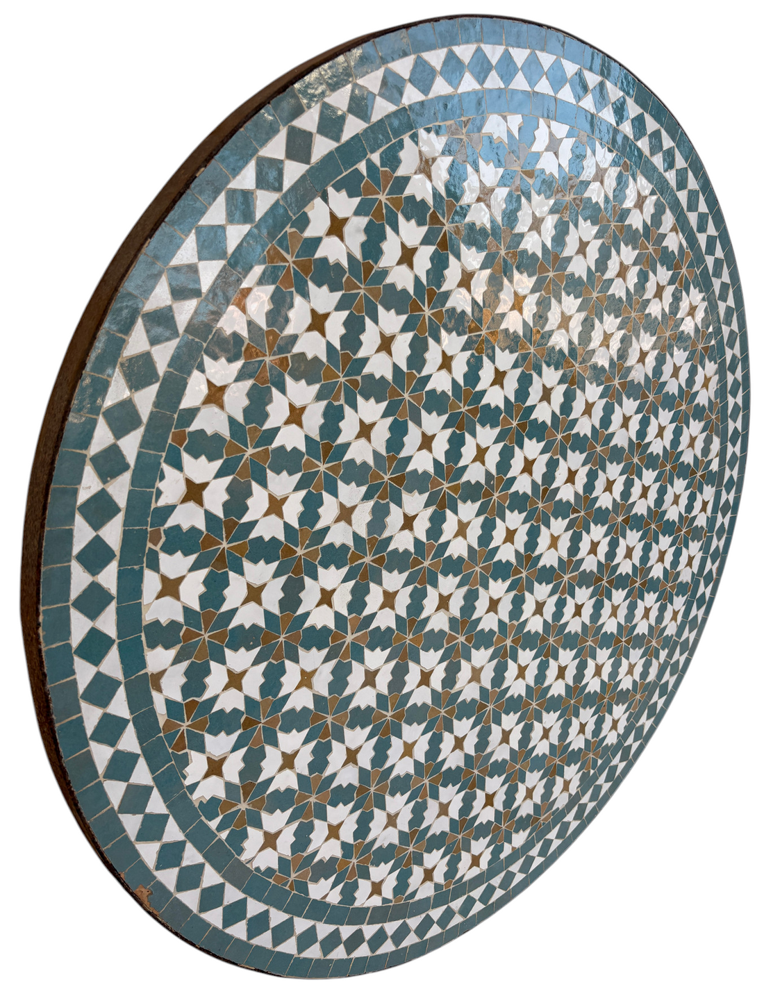 32" Multi Teal Zellige Mosaic Table Top
