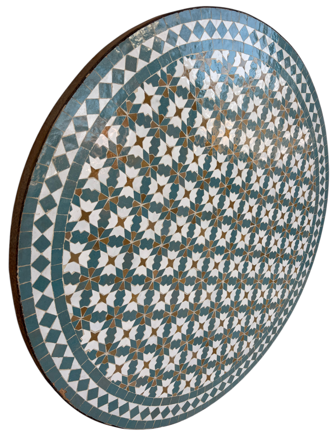32" Multi Teal Zellige Mosaic Table Top