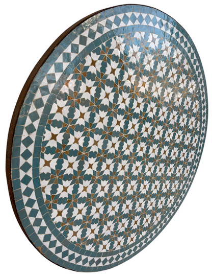 32" Multi Teal Zellige Mosaic Table Top