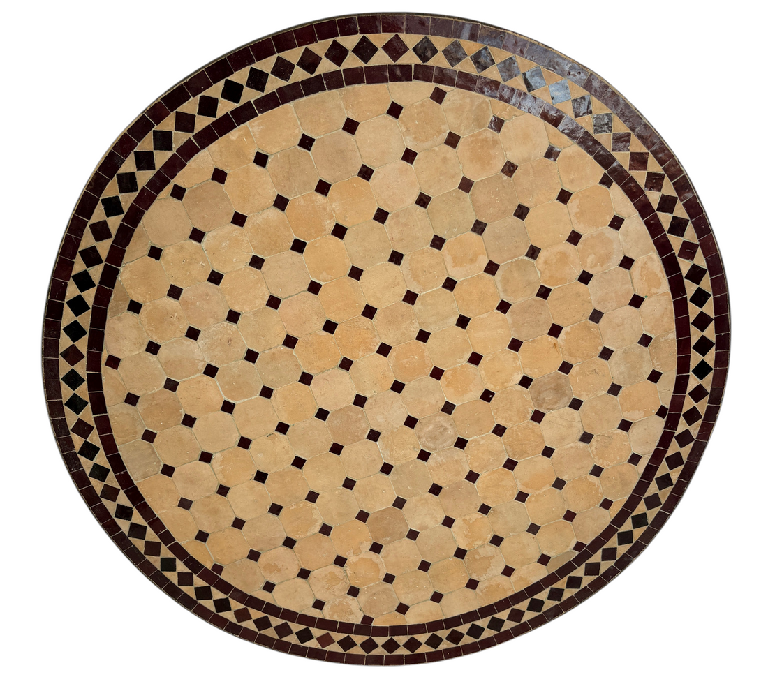 32" Multi Oxblood Zellige Mosaic Table Top