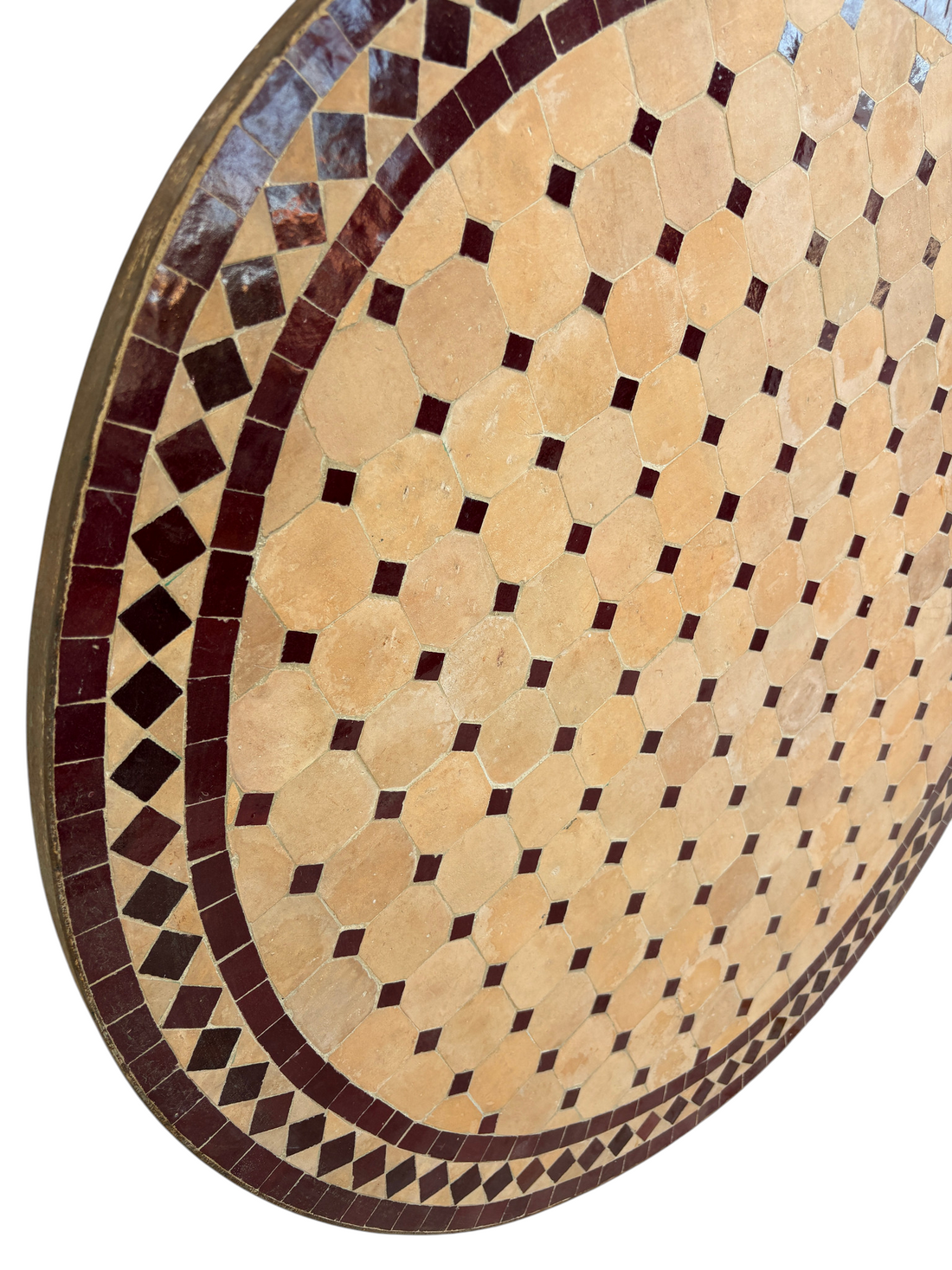 32" Multi Oxblood Zellige Mosaic Table Top