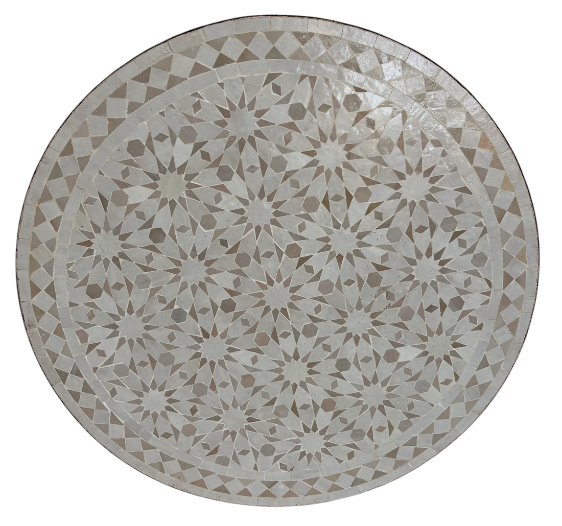 32" Multi Ecru Zellige Mosaic Table Top