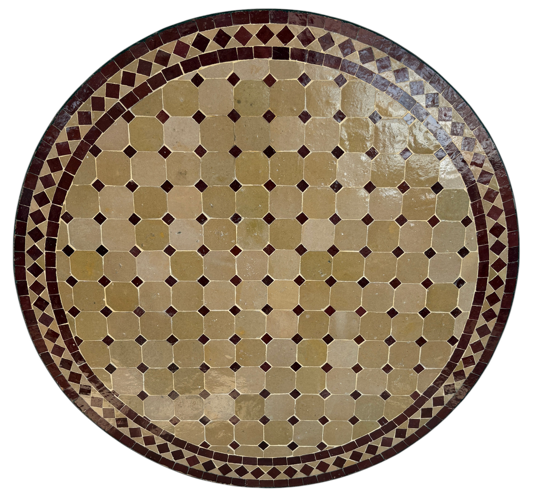 32" Multi Oxblood Zellige Mosaic Table Top