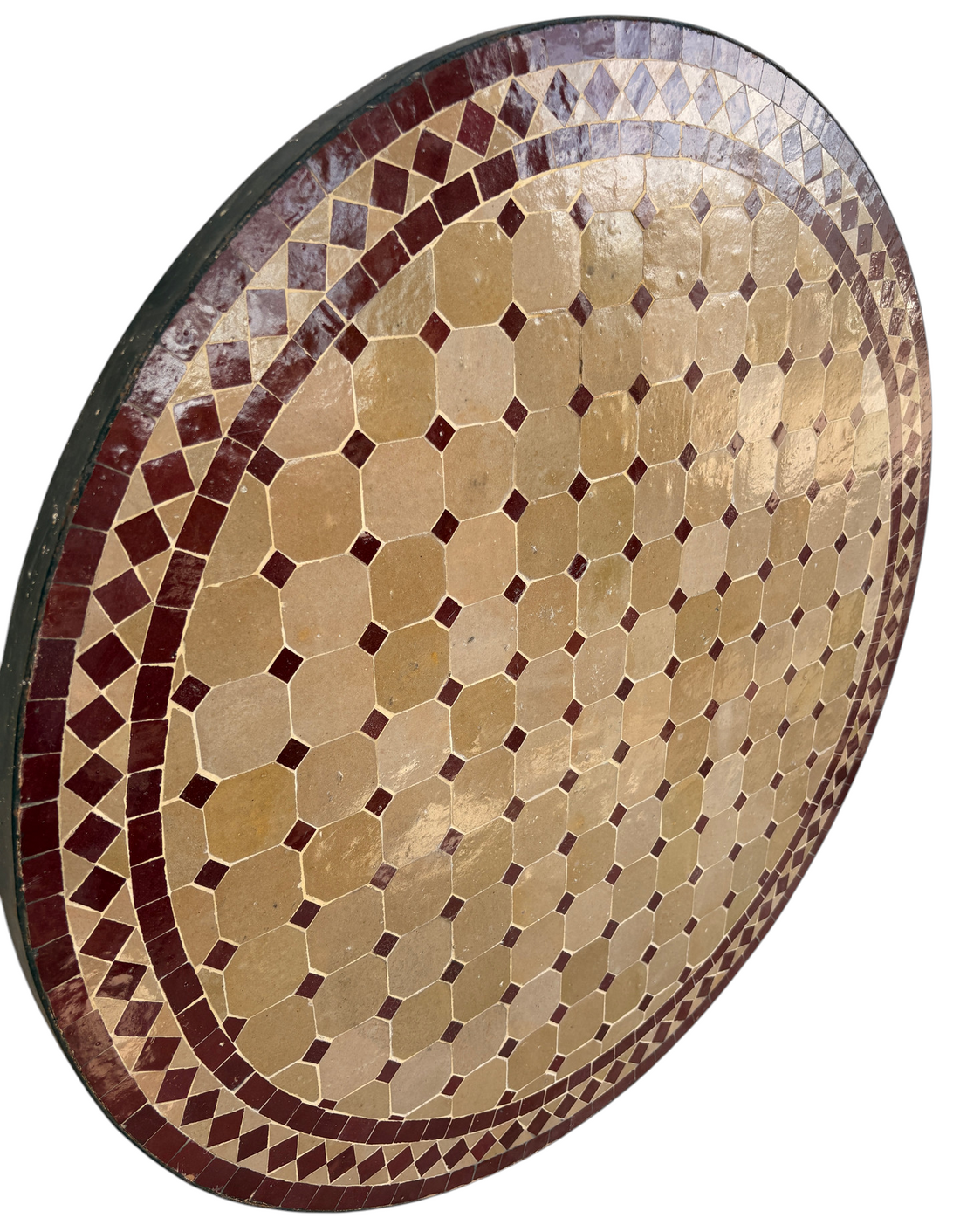 32" Multi Oxblood Zellige Mosaic Table Top