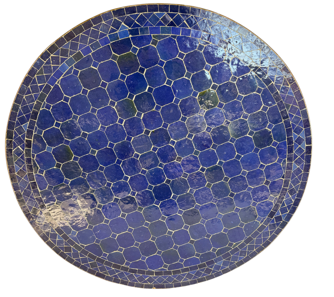 32" Bleu Zellige Mosaic Table Top