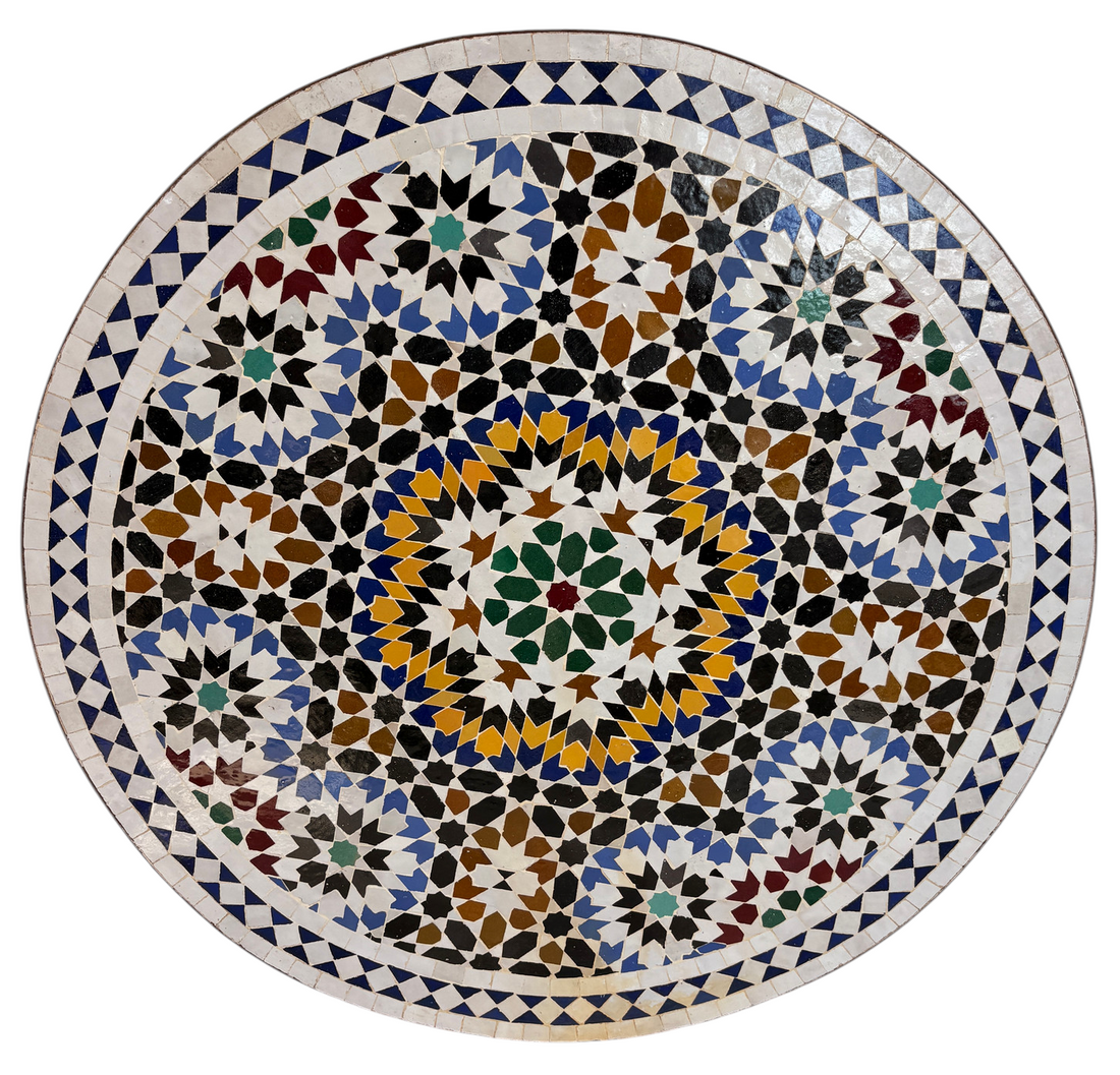 32" Multi Bleu Zellige Mosaic Table Top
