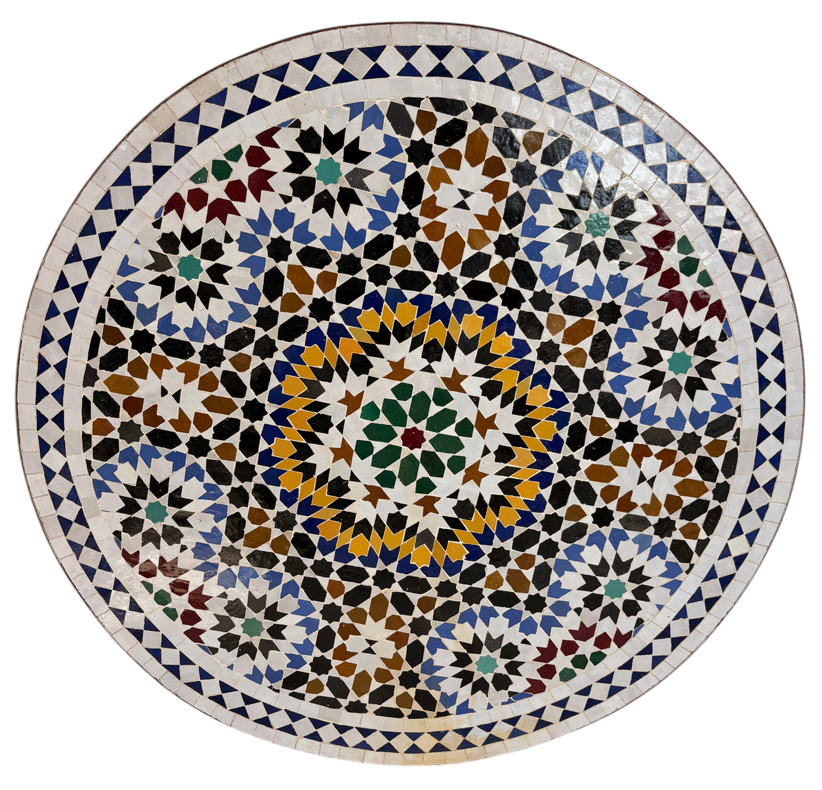 32" Multi Bleu Zellige Mosaic Table Top