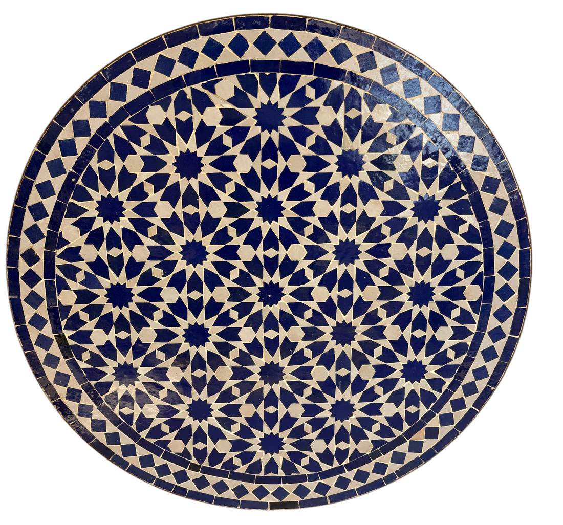 32" Multi Bleu Zellige Mosaic Table Top
